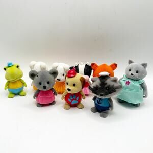 Li’l Woodzeez Bobbleez Flocked Mini Cute Animal Figure Lot (9 pcs loose) EUC